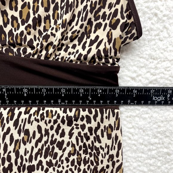 NWT NEW No Boundaries Brown Beige Cheetah Leopard Slinky Stretch Babydoll Top L - Picture 6 of 10